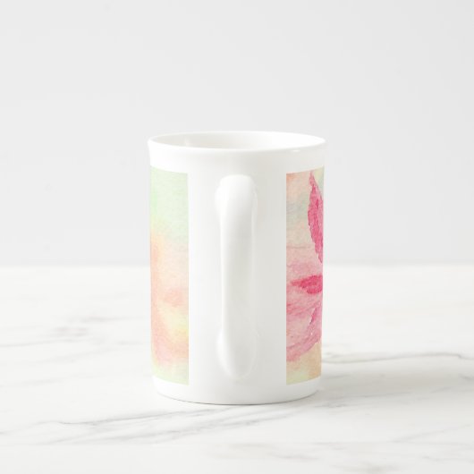  Roze Floral Bone China Mok (Achterkant)