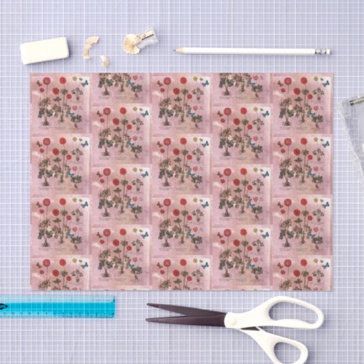 Roze Floral Botanisch Tissuepapier (Craft)