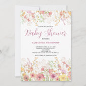 Roze Floral Botanische Baby shower Kaart (Voorkant)