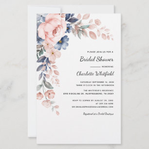 Roze Floral Botanische Bridal Shower Invitation