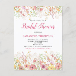 Roze Floral Botanische Bridal Shower Invitation Briefkaart