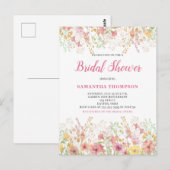 Roze Floral Botanische Bridal Shower Invitation Briefkaart (Voorkant / Achterkant)