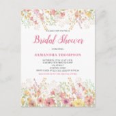 Roze Floral Botanische Bridal Shower Invitation Briefkaart (Voorkant)