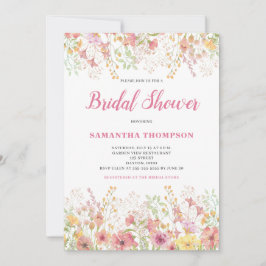 Roze Floral Botanische Bridal Shower Invitation Kaart