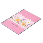 Roze Floral botanische monogrammen Notitieboek (Linkerzijde)