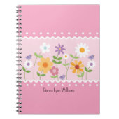 Roze Floral botanische monogrammen Notitieboek (Voorkant)