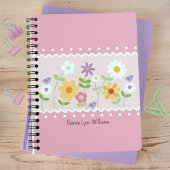 Roze Floral botanische monogrammen Notitieboek