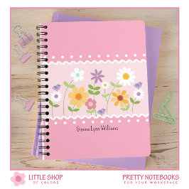 Roze Floral botanische monogrammen Notitieboek