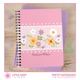 Roze Floral botanische monogrammen Notitieboek