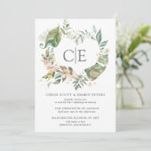 Roze Floral Botanische Rustic Heart Wedding Kaart (Staand voorkant)