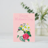  Roze Floral Bouquest Happy Moederdag Briefkaart (Staand voorkant)