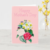  Roze Floral Bouquest Happy Moederdag Kaart (Gele Bloem)
