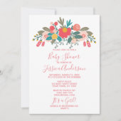 Roze Floral Bouquet Baby shower Kaart (Voorkant)