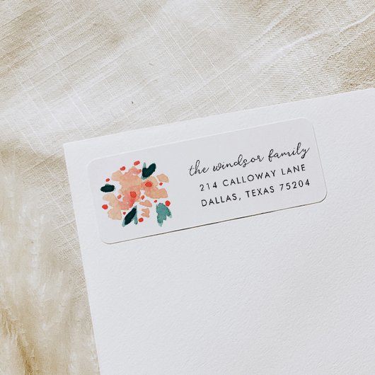 Roze Floral Bouquet Return Address Labels
