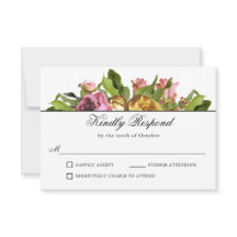Roze Floral Bouquet Wedding RSVP