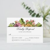 Roze Floral Bouquet Wedding RSVP Kaartje (Staand voorkant)