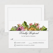 Roze Floral Bouquet Wedding RSVP Kaartje (Voorkant / Achterkant)