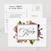 Roze Floral Bouquet Wedding RSVP Uitnodiging Briefkaart (Voorkant / Achterkant)