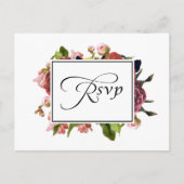 Roze Floral Bouquet Wedding RSVP Uitnodiging Briefkaart (Voorkant)