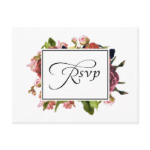 Roze Floral Bouquet Wedding RSVP