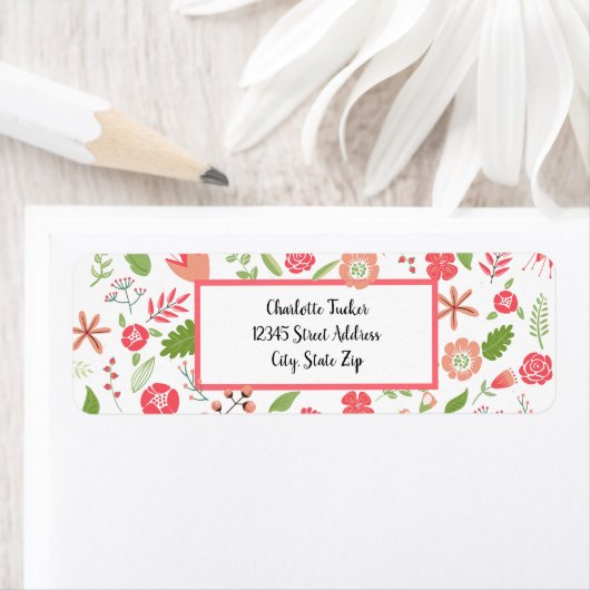 Roze Floral Bouquets - het Etiket van het Adres va (Insitu)