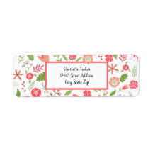 Roze Floral Bouquets - het Etiket van het Adres va