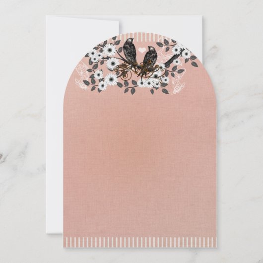 Roze Floral Branch  Tortelduifjes Weddenschap #2 Kaart (Achterkant)