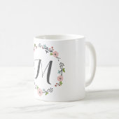 Roze Floral Branch Wreath | Monogram Mok (Voorkant rechts)