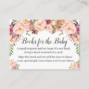 Roze floral Breng een baby shower blikverpakking v Plaatskaartje