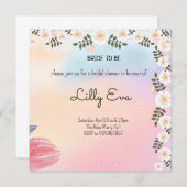 roze floral bridal douche - uitnodiging (Voorkant / Achterkant)