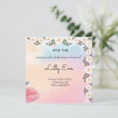 roze floral bridal douche - uitnodiging (Staand voorkant)