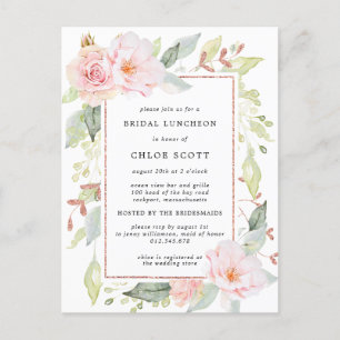 Roze Floral Bridal Luncheon Invitation Briefkaart