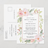 Roze Floral Bridal Luncheon Invitation Briefkaart (Voorkant / Achterkant)