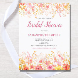 Roze Floral Bridal Shower Briefkaart