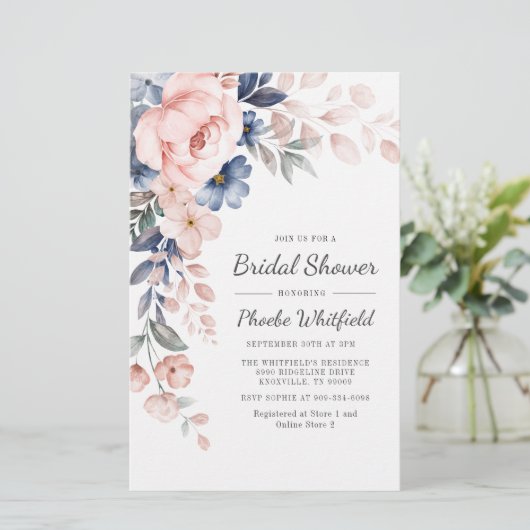 Roze Floral Bridal Shower Briefpapier (Staand voorkant)
