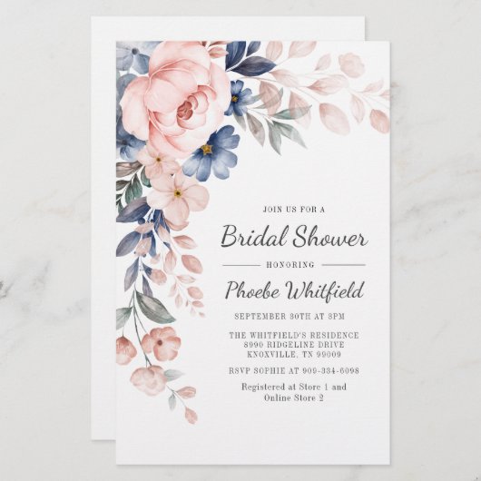 Roze Floral Bridal Shower Briefpapier (Voorkant / Achterkant)