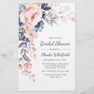 Roze Floral Bridal Shower Briefpapier