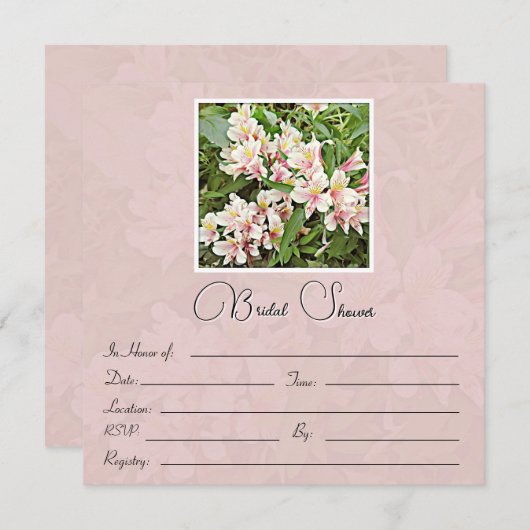 Roze Floral Bridal Shower Feestdagenkaart (Voorkant / Achterkant)