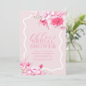 Roze Floral Bridal Shower Invitation - Keira Kaart (Staand voorkant)