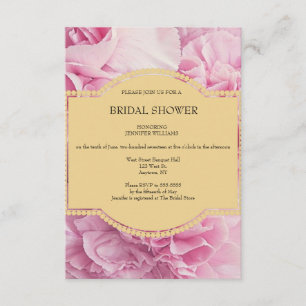 Roze Floral Bridal Shower Invitations Kaart