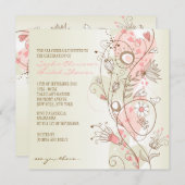 Roze  Floral Bridal Shower Invitations Kaart (Voorkant / Achterkant)