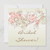Roze  Floral Bridal Shower Invitations Kaart (Achterkant)