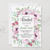 Roze Floral Bridal Shower Invitations Kaart (Voorkant)
