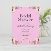 Roze Floral Bridal Shower Kaart (Staand voorkant)