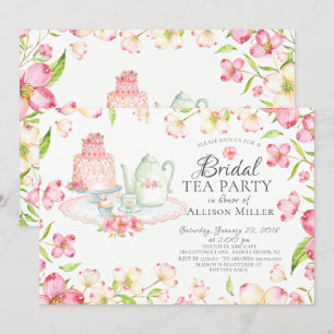  Roze Floral Bridal Tea Party Uitnodiging