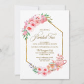 Roze Floral Bridal Tea Vrijgezellenfeest Kaart (Voorkant)