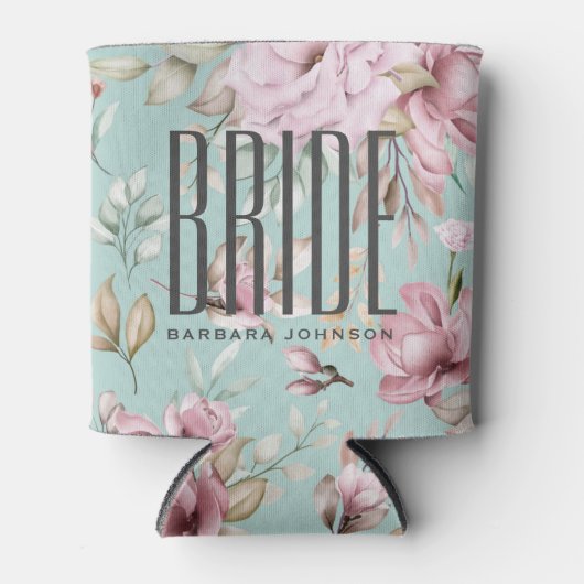 Roze Floral Bride Blikjeskoeler (Voorkant)