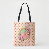 Roze Floral Bridesmaid Monogram Naam Canvas tas (Voorkant)