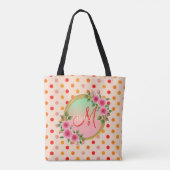 Roze Floral Bridesmaid Monogram Naam Canvas tas (Achterkant)