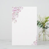 Roze Floral Briefpapier (Staand voorkant)